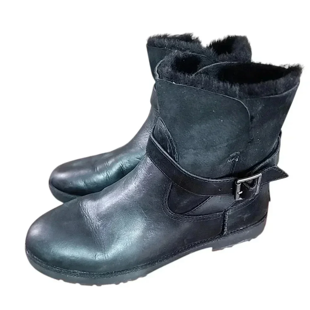 Ugg Leather and Fur lined boots. Size 8 - Picture 5 of 13